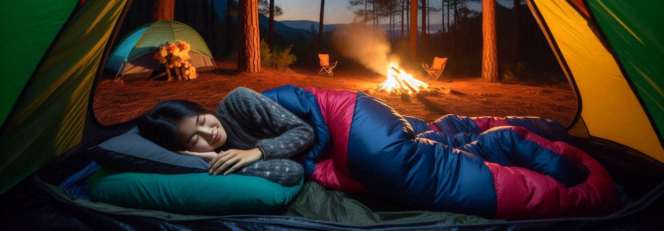 Young person sleeping in a tent