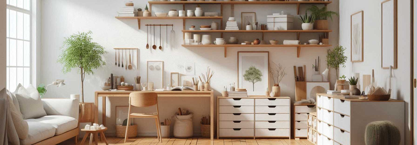 Modern farmhouse background with drawers and cabinets for organization