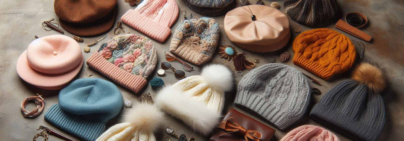 Different styles of women's hats