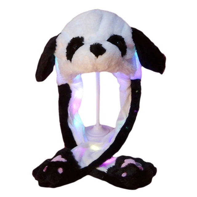 Plush Hat with Movable Ears and LED Light