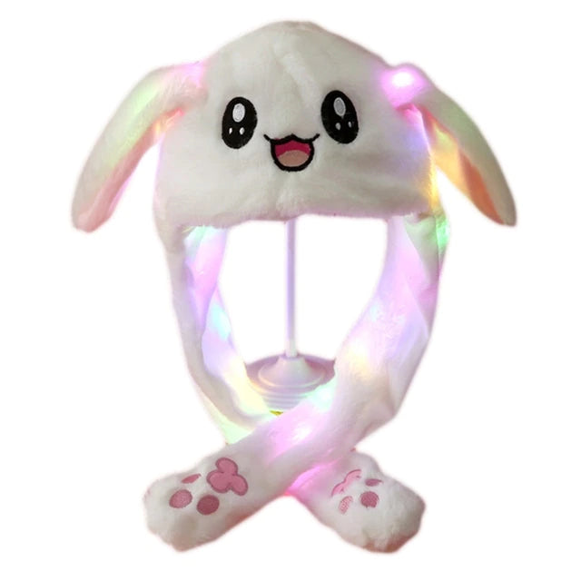 Plush Hat with Movable Ears and LED Light